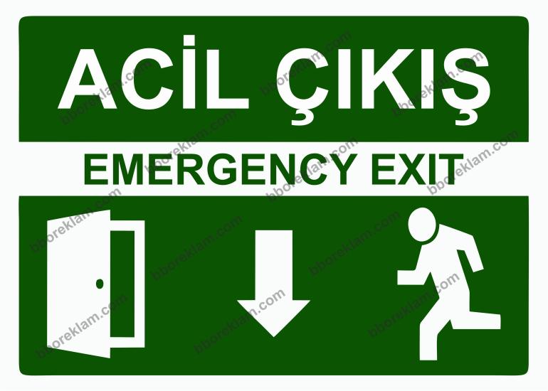 Acil Çıkış Emergency Exıt Uyarı Levhası