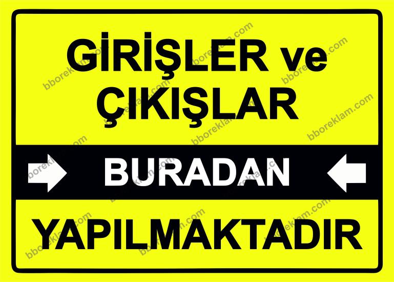 Girişler ve Çıkışlar Buradan Yapılmaktadır Uyarı Levhası