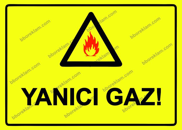 Yanıcı Gaz! Uyarı Levhası