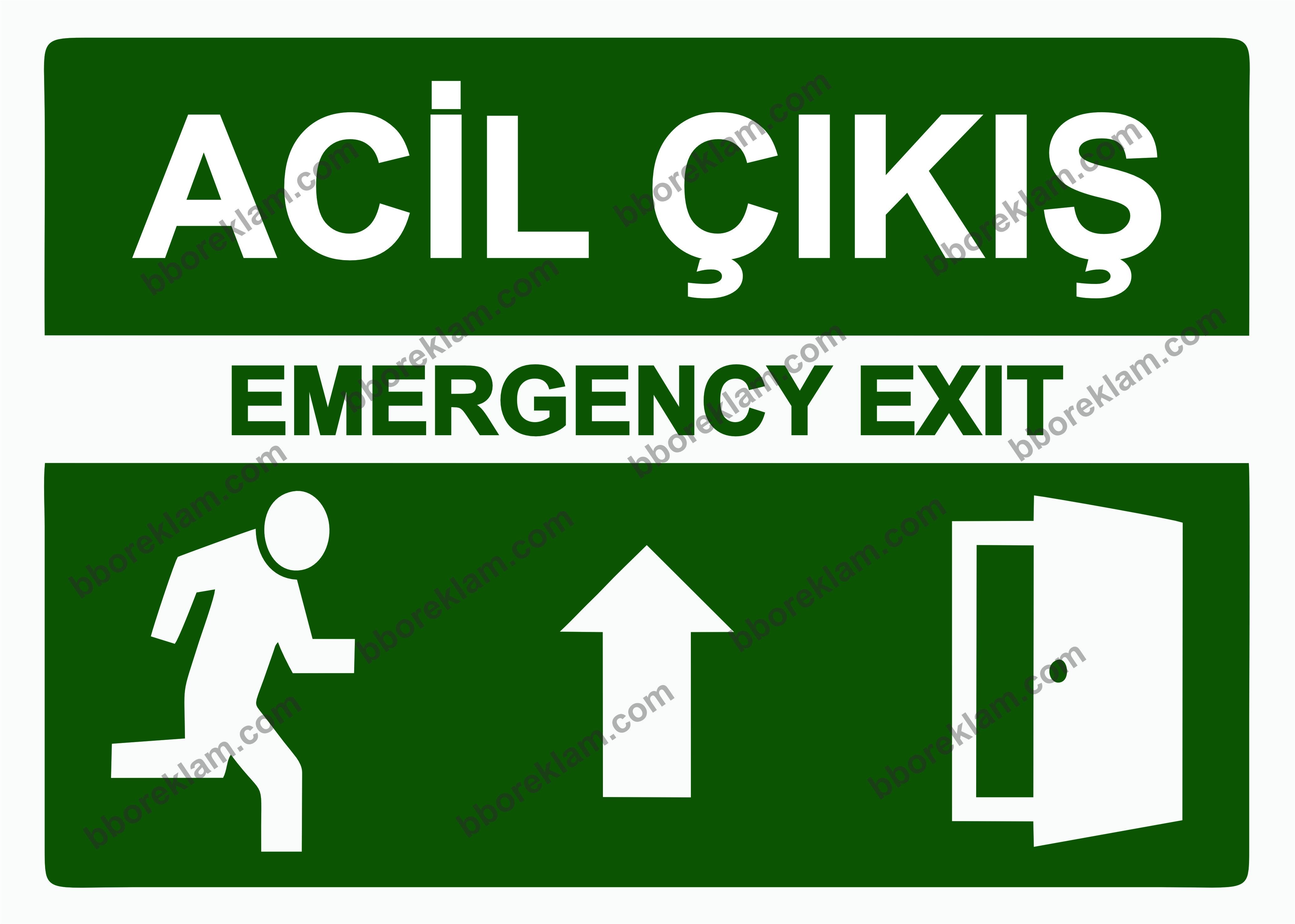 Acil Çıkış Emergency Exıt Uyarı Levhası