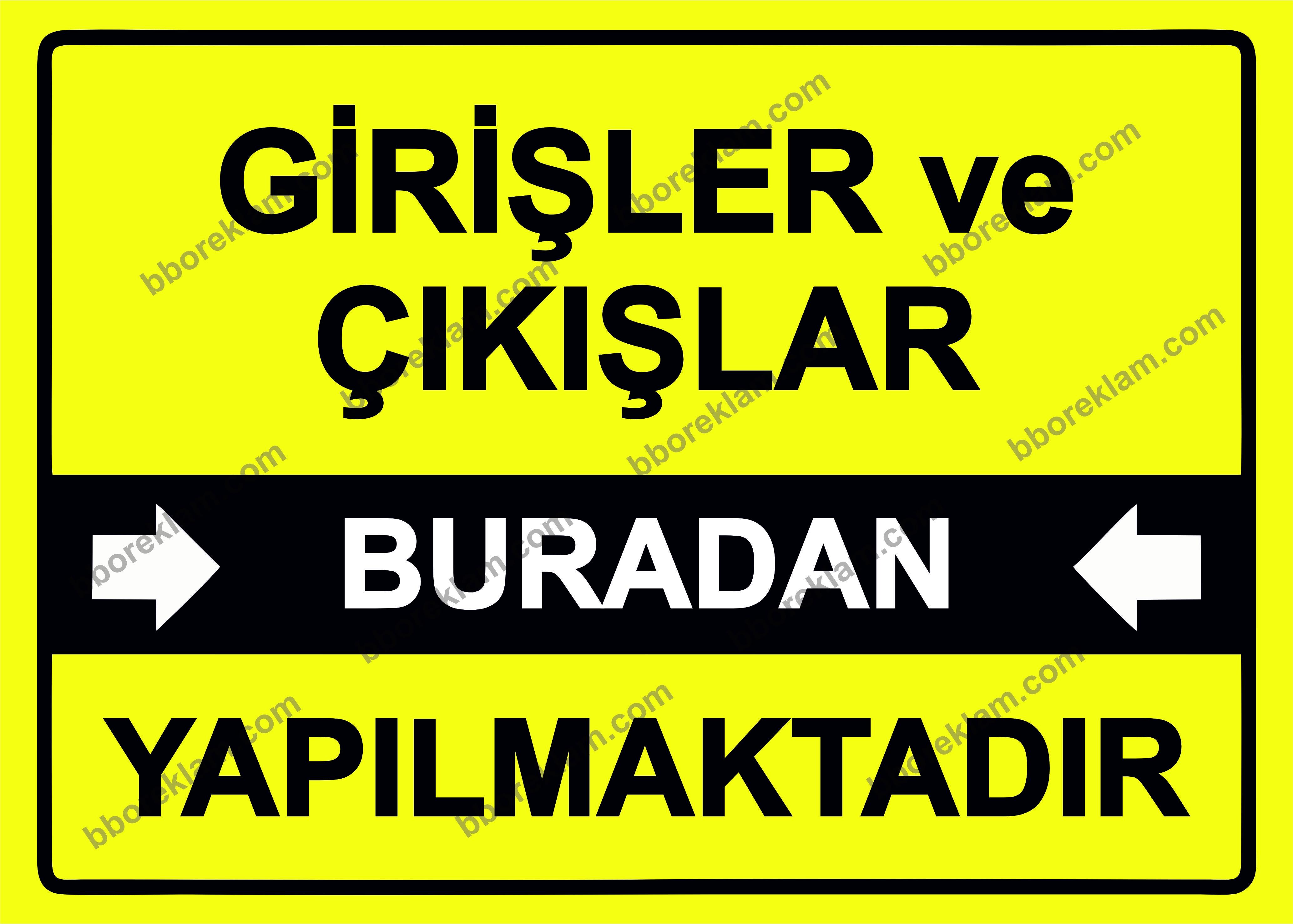 Girişler ve Çıkışlar Buradan Yapılmaktadır Uyarı Levhası