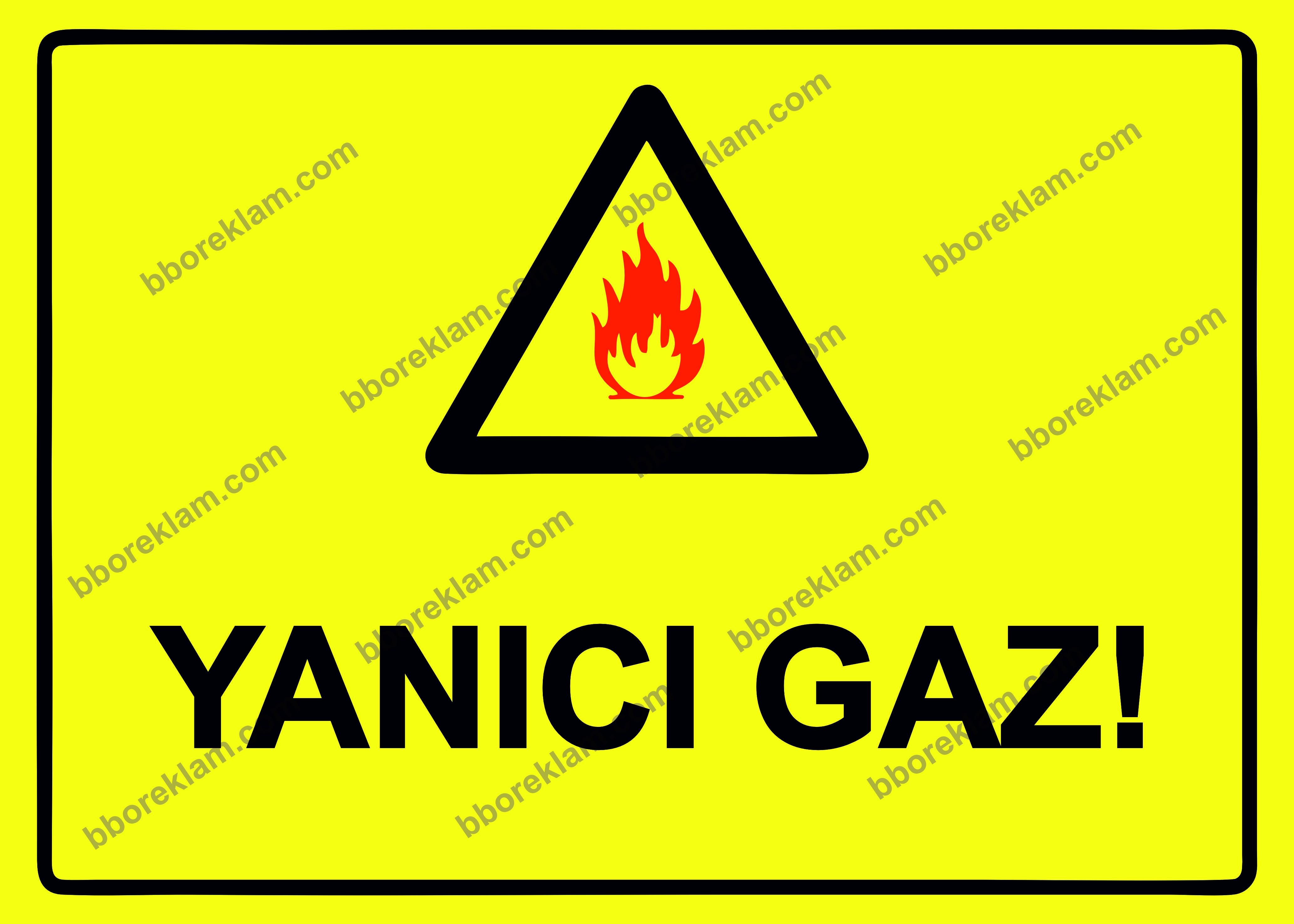 Yanıcı Gaz! Uyarı Levhası